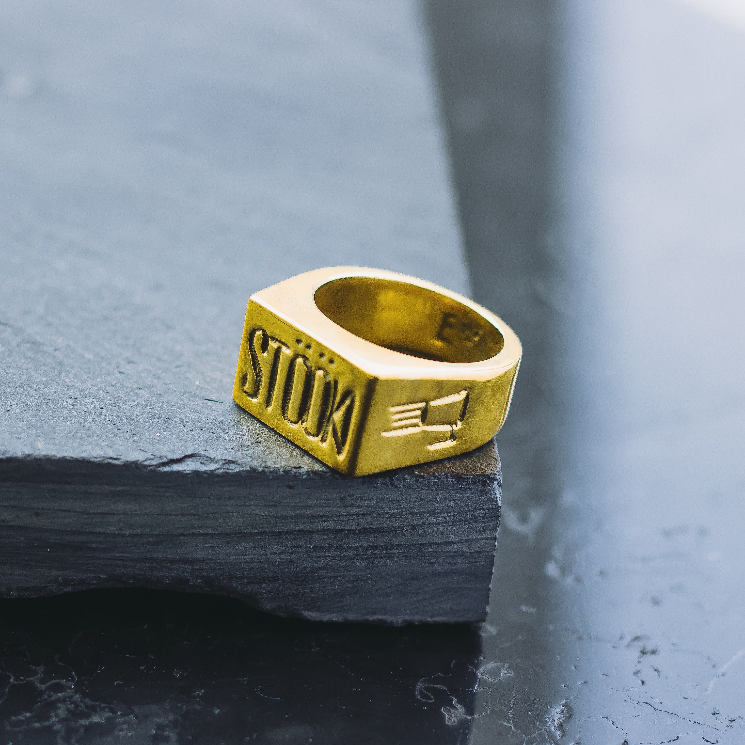 Element Signet Ring - 22ct Gold Plated