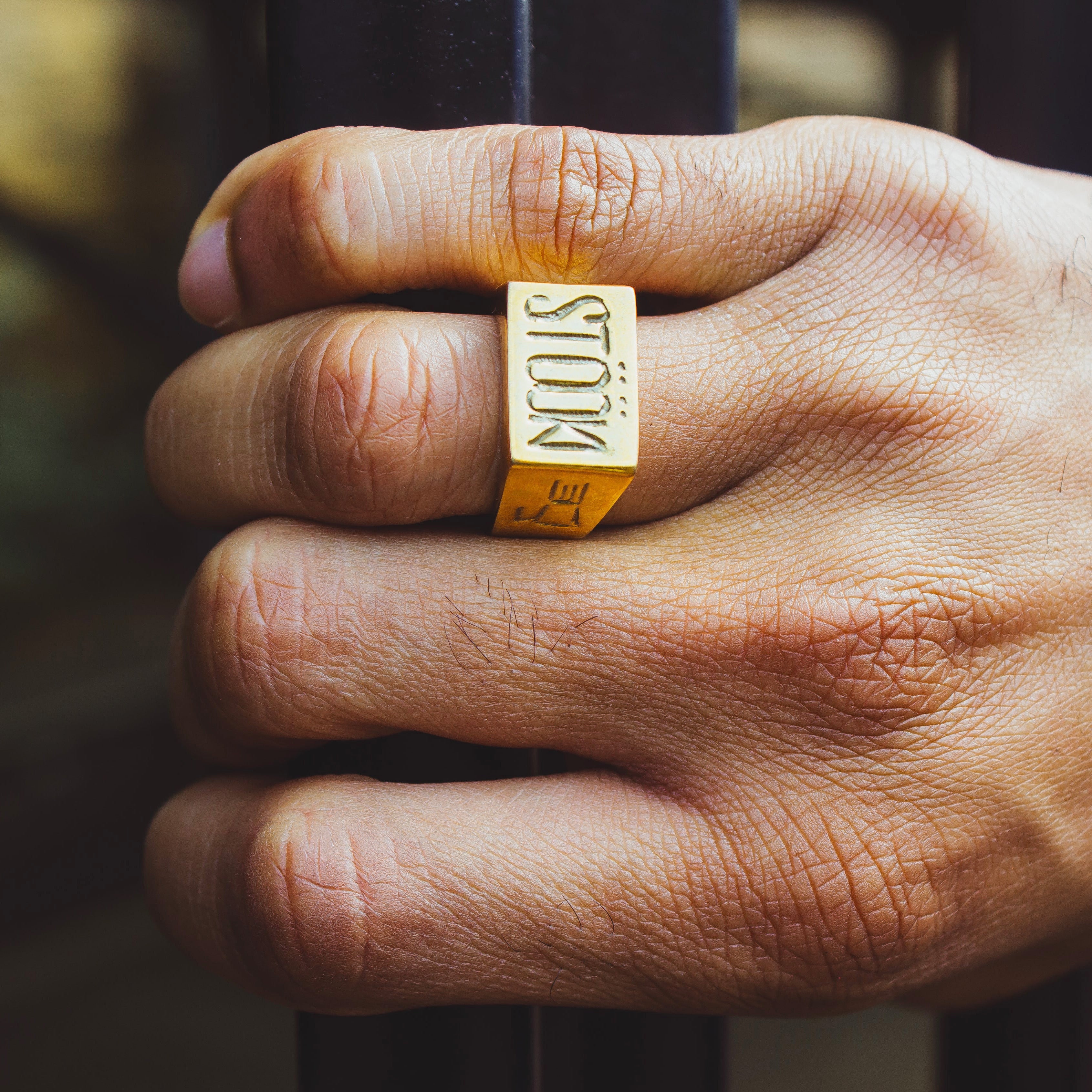 Element Signet Ring - 22ct Gold Plated