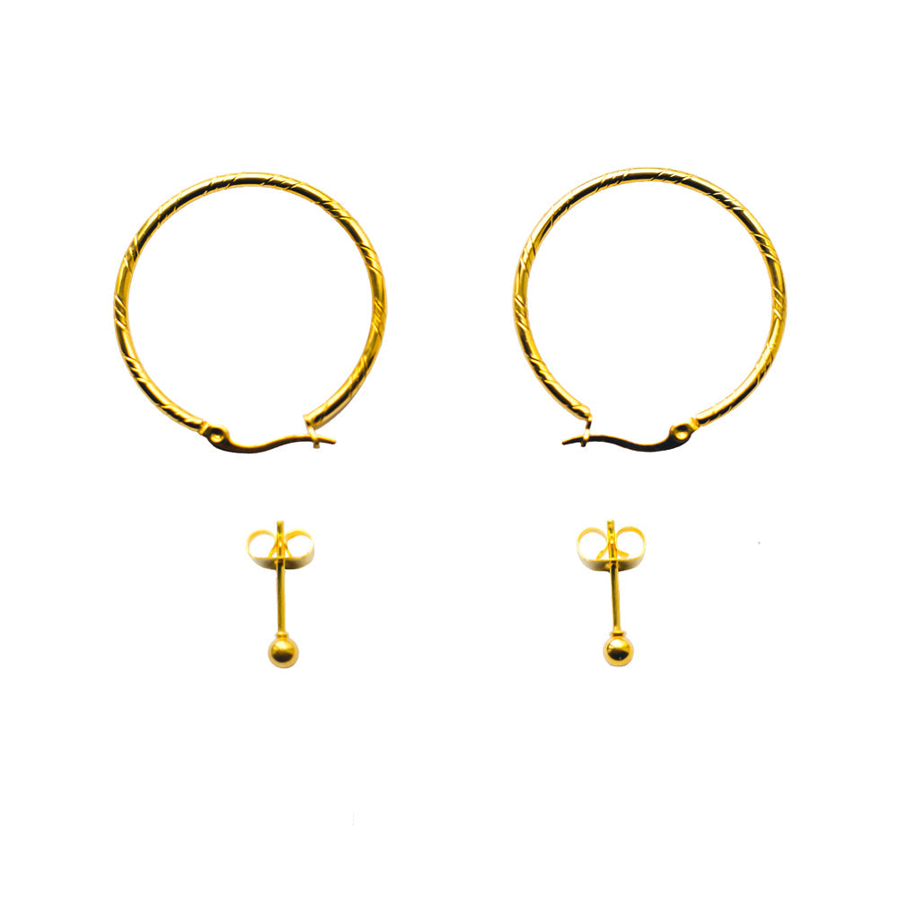 SOLAR Hoops & METEOR Stud Earrings Set