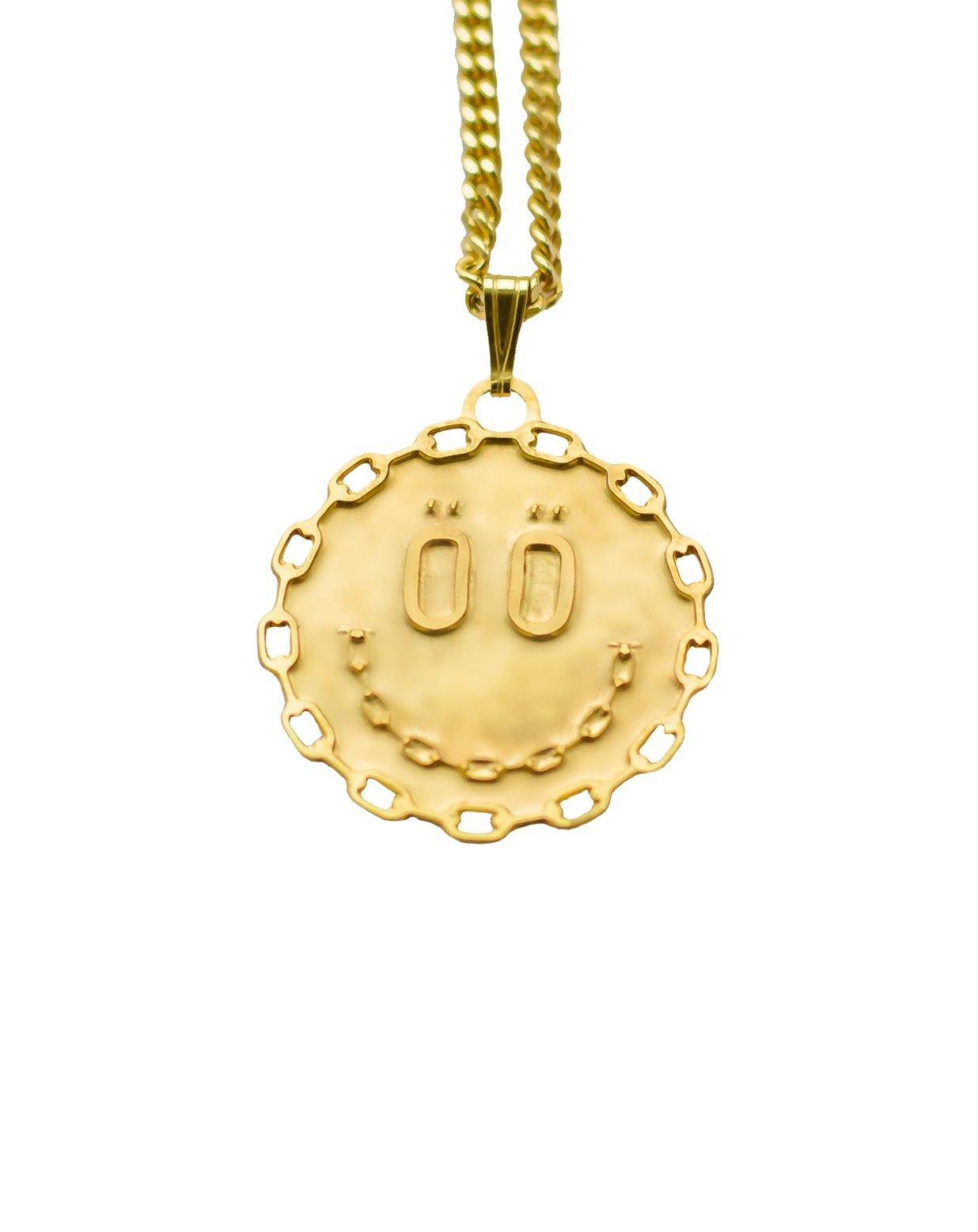 SMILE TODAY Medallion - Gold - Stööki - jewellery necklaces jewellers silver jewelryaddict goldplated jewelrygram accessories sterlingliver gold rings necklace chains necklaces pendants bling handcrafted